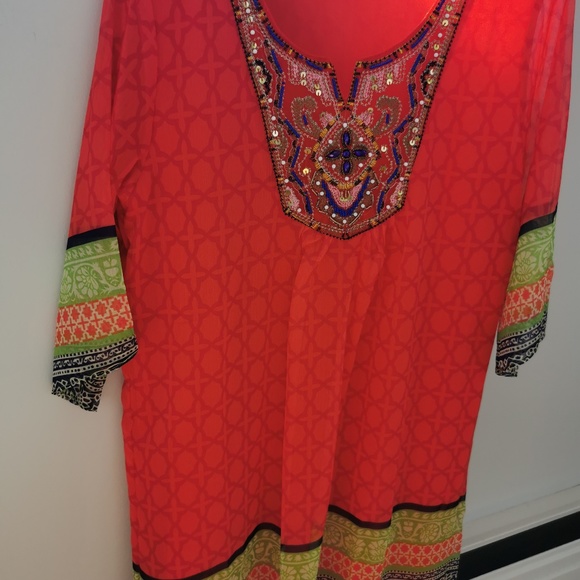 Bohemian Hand Beaded Chiffon Dress - Picture 1 of 8